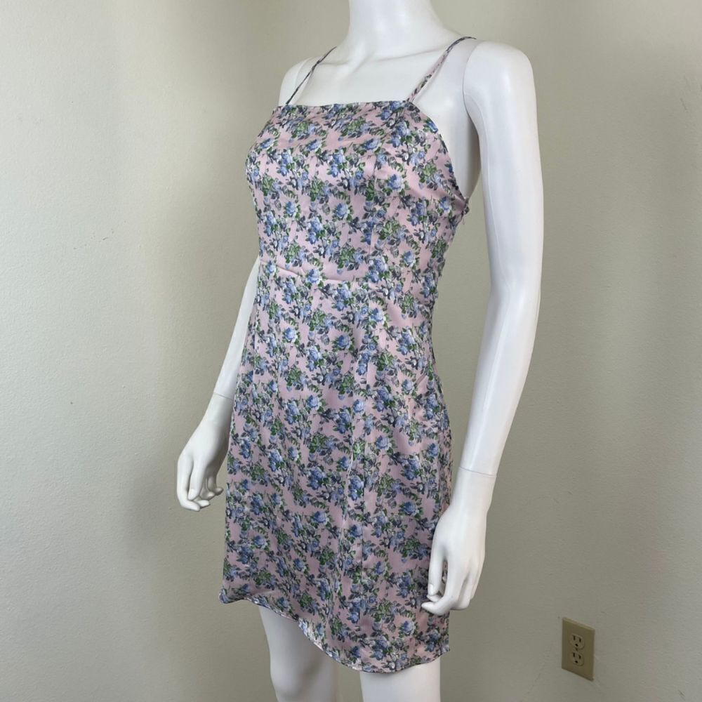 Endless Rose Woman's Size L Pink Floral Satin Mini NEW Dress Sleeveless Party - Picture 9 of 16